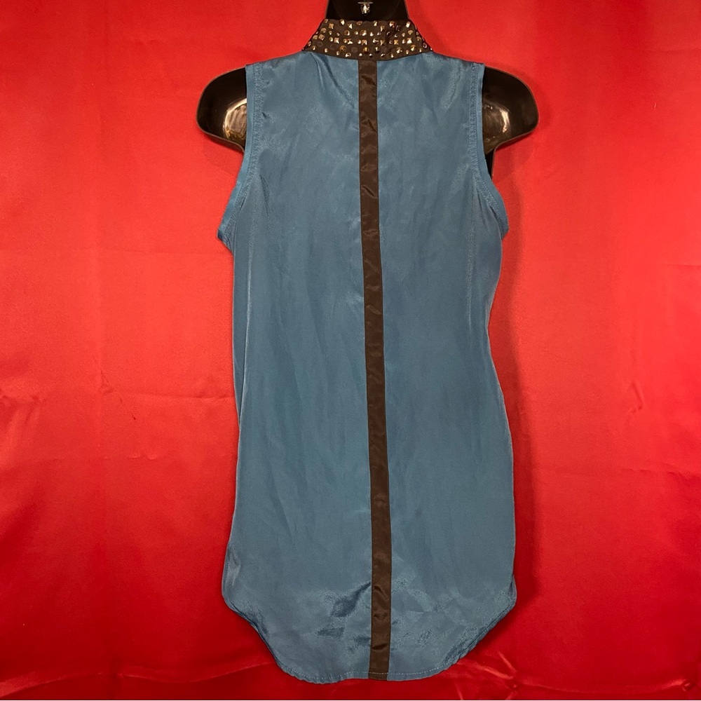 SOLD: Rock & Republic Blue Sleeve Blouse with Studded Collar - Picture 7 of 10